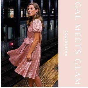 Gal Meets Glam Beatrix Sequin Crush Fit & Flare Dress (Size 6) (NEW with tags)